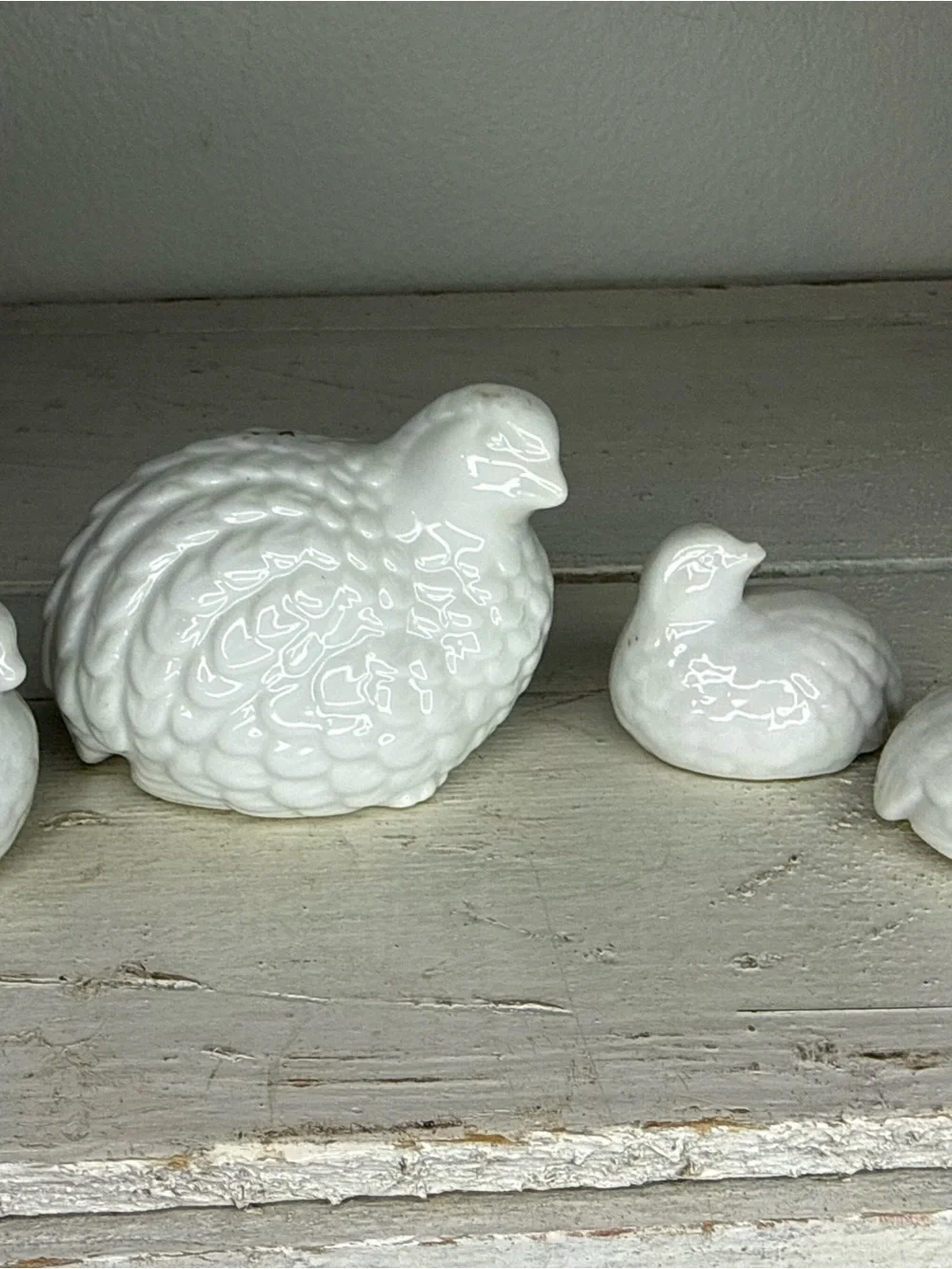 VTG Set of 4 Napcoware White Quail Figurines C9323 Import Japan Ceramic Birds